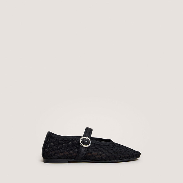 Ballerines à brides - capsule mini en mesh et cuir noirs | deessia