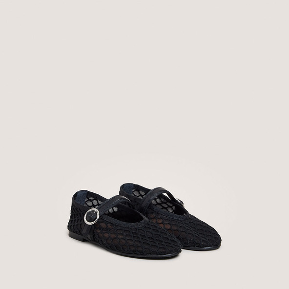 Ballerines à brides - capsule mini en mesh et cuir noirs | deessia