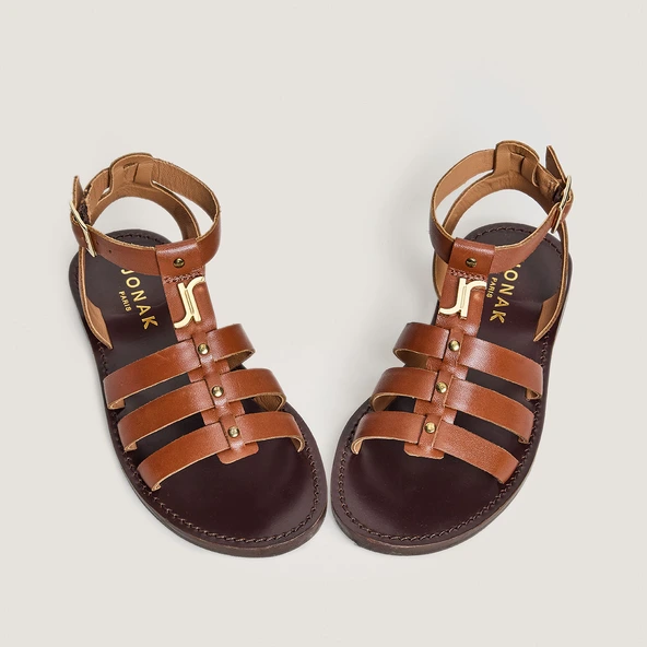 Sandales à monogrammes - Capsule Mini en cuir cognac | MINI WAN | Jonak