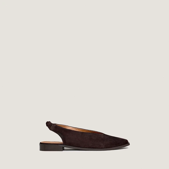 Ballerines à bouts arrières ouverts en velours marron foncé | Acajou | Jonak