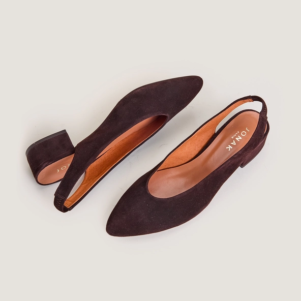 Ballerines à bouts arrières ouverts en velours marron foncé | VINCE | Jonak
