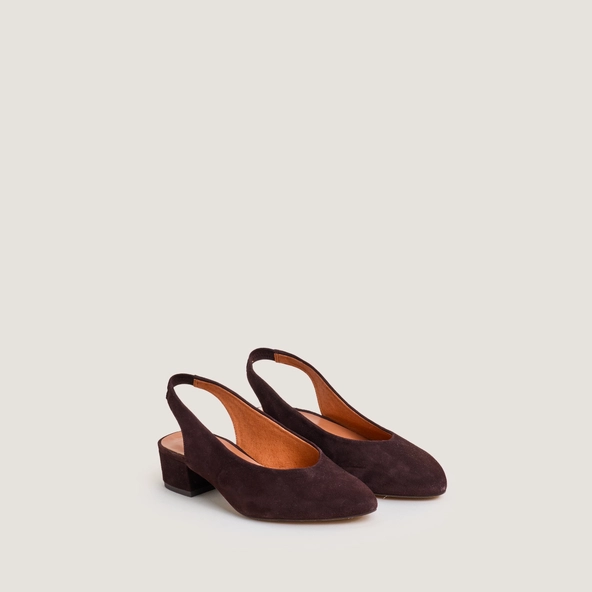 Ballerines à bouts arrières ouverts en velours marron foncé | VINCE | Jonak