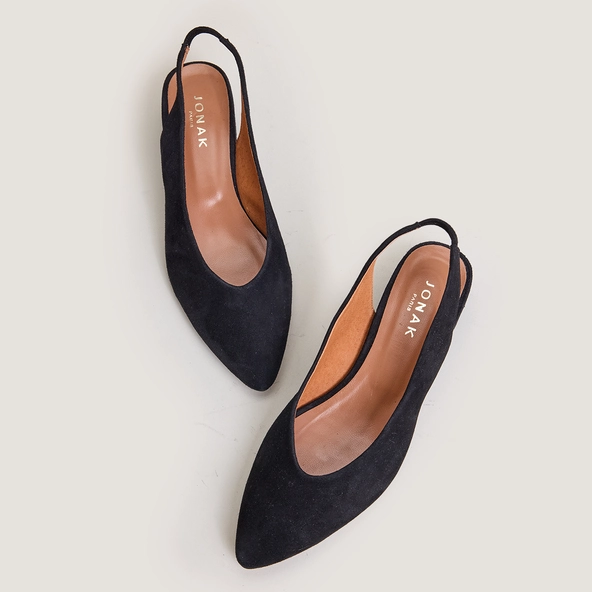 Ballerines à bouts arrières ouverts en velours noir | VINCE | Jonak