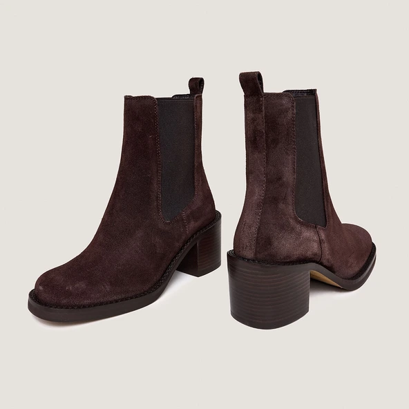 Bottines &agrave; talons en croute marron fonc&eacute; | BEACH | Jonak