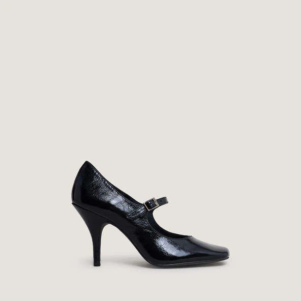 Babies à talons et à brides en cuir brillant noir | BELFORT | Jonak