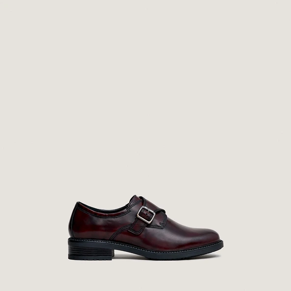 Derbies &agrave; boucles en cuir glac&eacute; bordeaux | ATLANTIS | Jonak