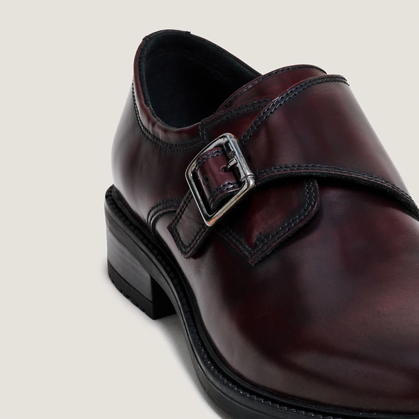 Derbies &agrave; boucles en cuir glac&eacute; bordeaux | ATLANTIS | Jonak