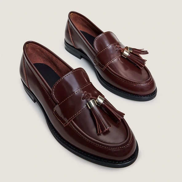 Mocassins &agrave; pampilles en cuir glac&eacute; marron | NELLOU | Jonak