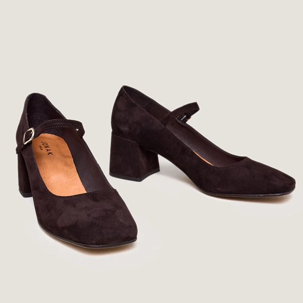 Babies à talons carrés en velours marron foncé | ALIENOR | Jonak