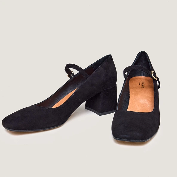 Babies &agrave; talons carr&eacute;s en velours noir | ALIENOR | Jonak