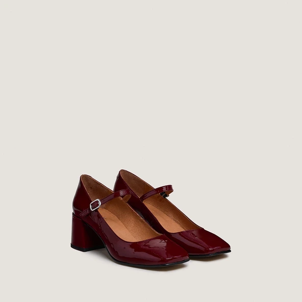 Babies à talons carrés en vernis bordeaux | ALIENOR | Jonak