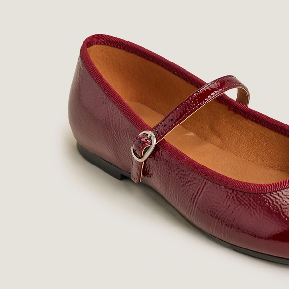 Ballerines à brides en vernis plissé bordeaux | DOUCEUR | Jonak