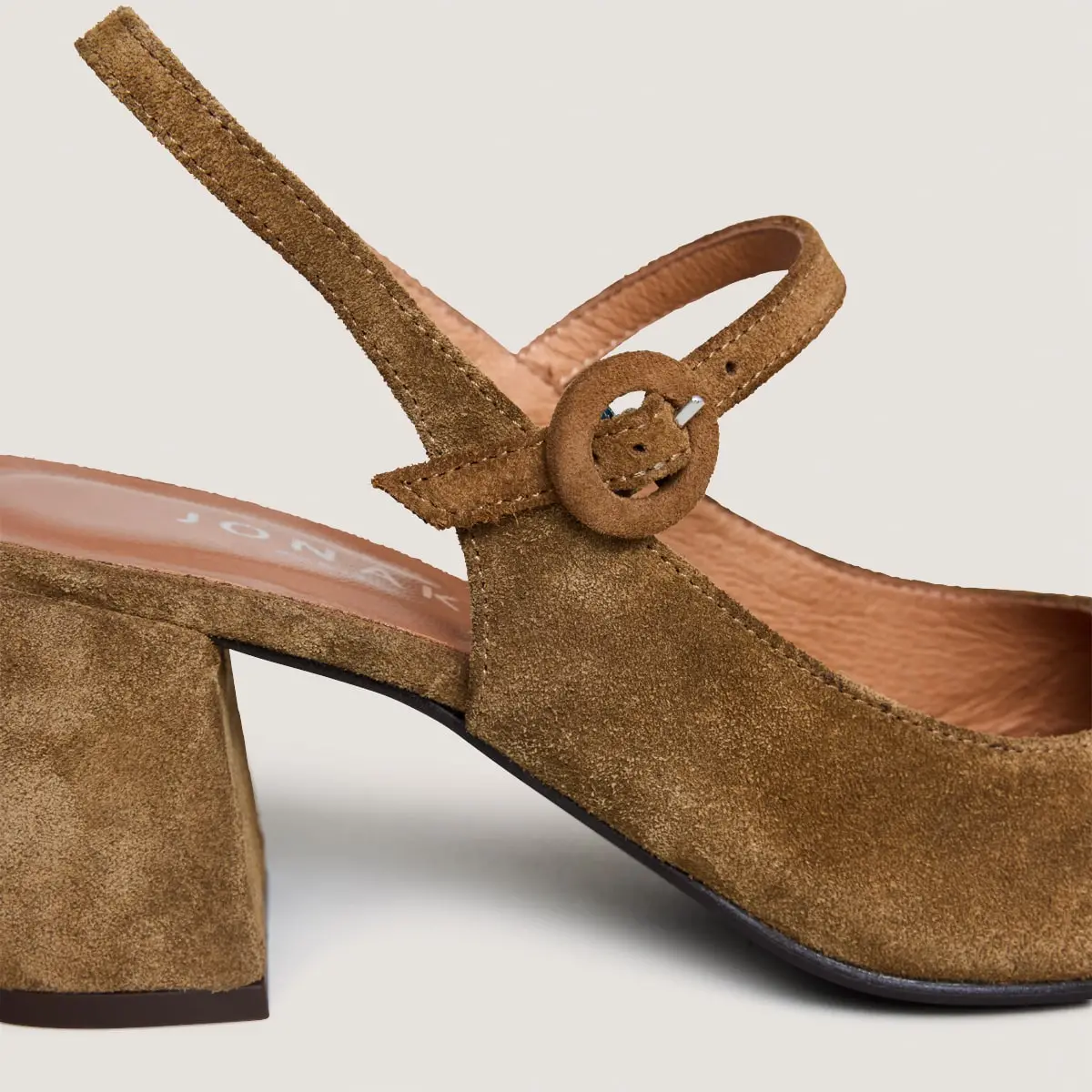 Babies &agrave; talons et bouts arri&egrave;res ouverts en cro&ucirc;te cognac | DOLLAR | Jonak