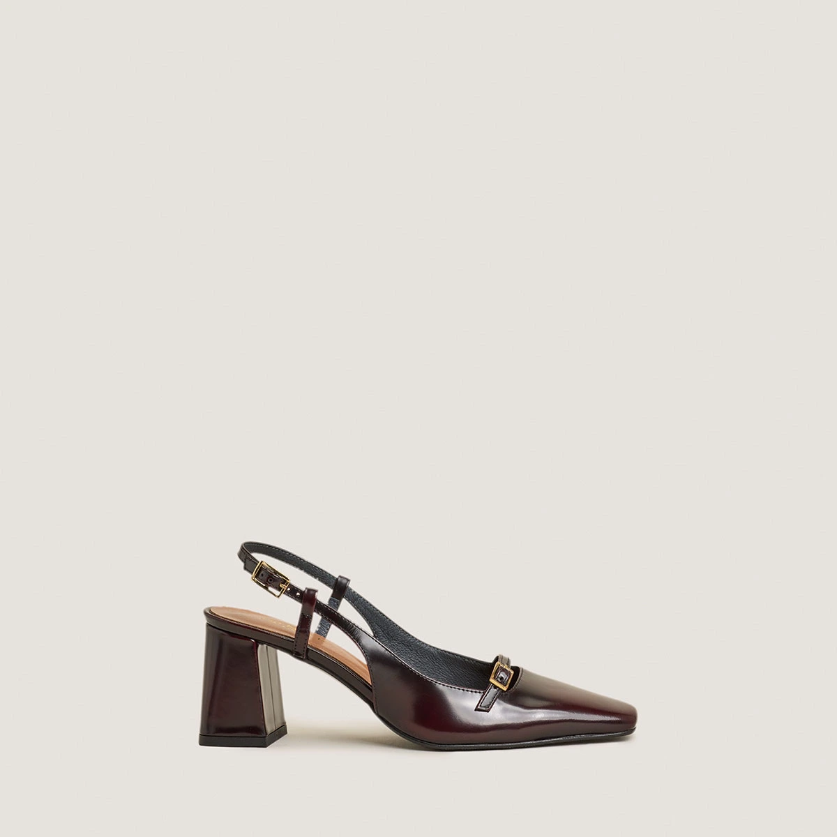 Slingbacks à talons en cuir patiné bordeaux | DADELLE | Jonak