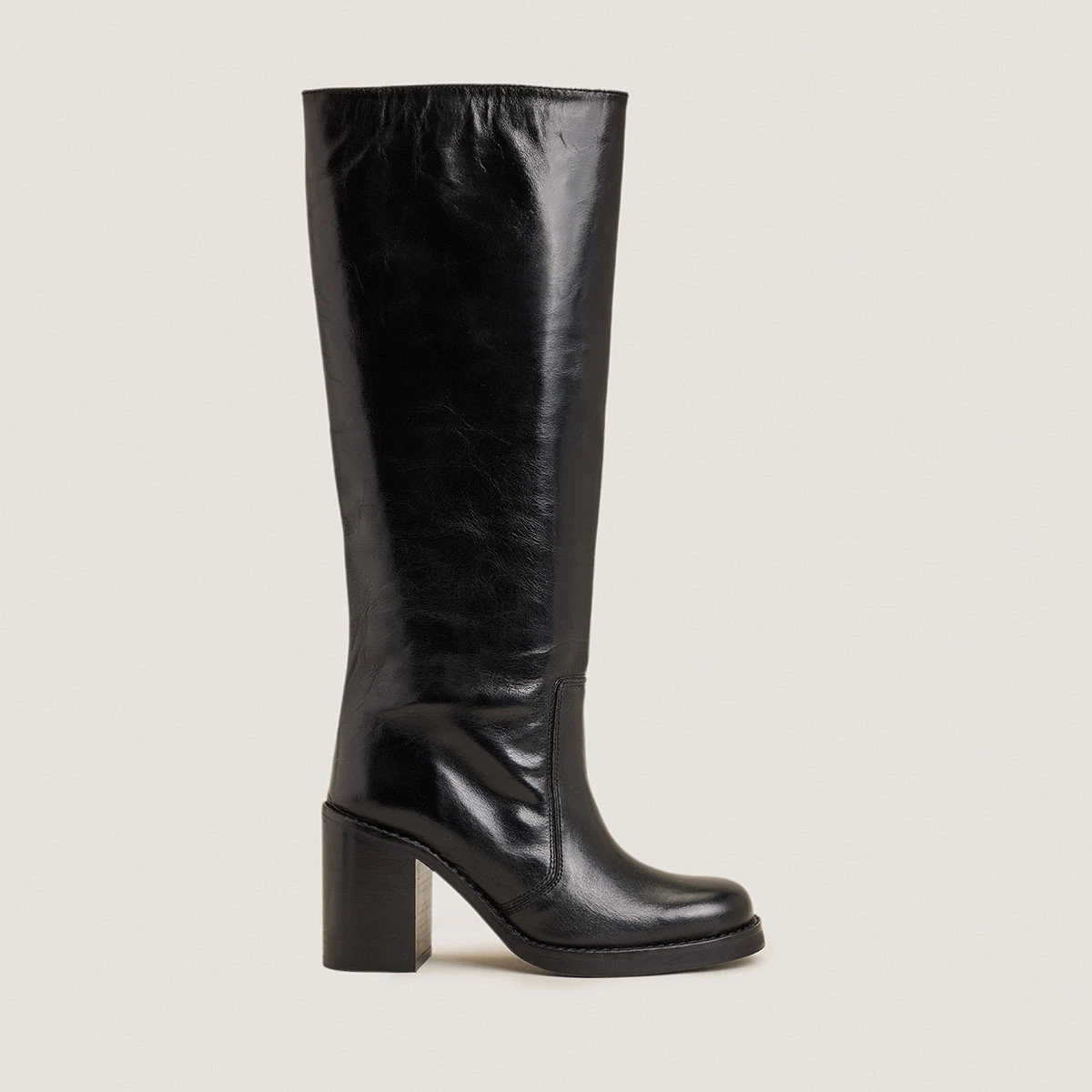 Bottes larges à bouts carrés en cuir noir | BLIM | Jonak