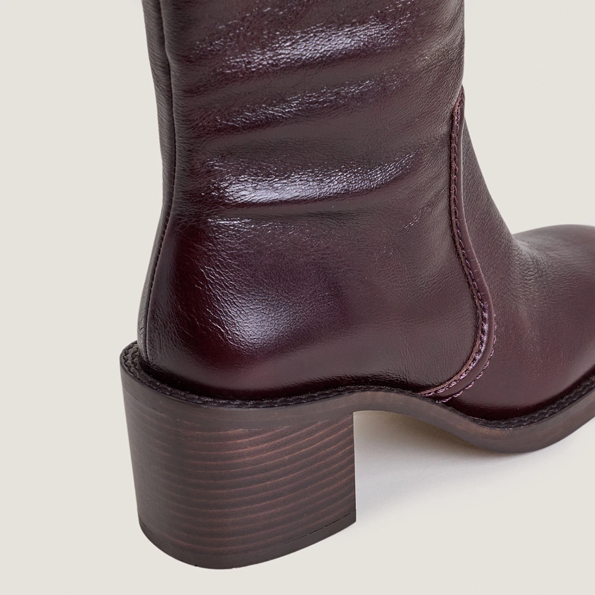 Bottes à talons lamellés en cuir vieilli chocolat | BIJOU | Jonak
