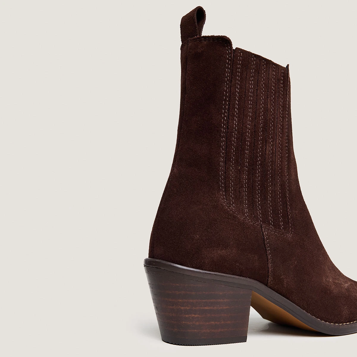 Bottines à talons et fronces en croûte chocolat | BIRMAN | Jonak