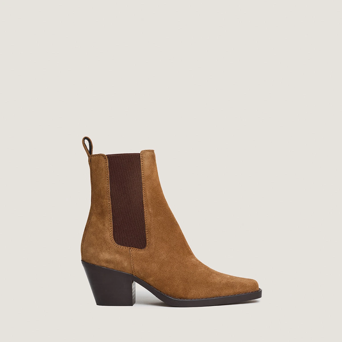 Bottines à bouts pointus et talons biseautés en croute cognac | BOA | Jonak