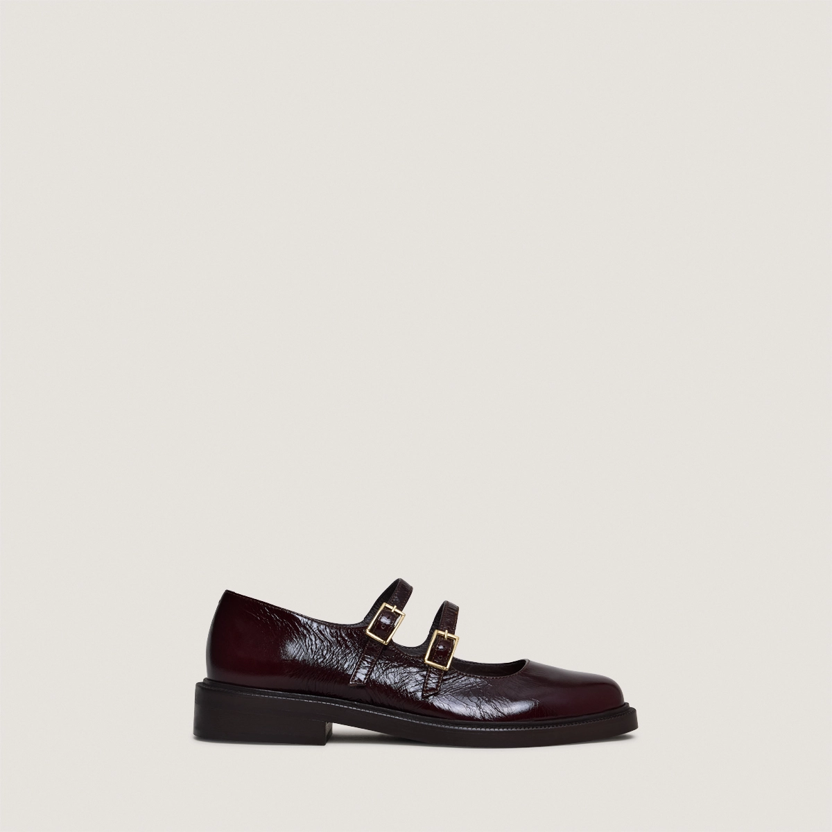 Ballerines à doubles brides en cuir brillant chocolat | DREAMY | Jonak