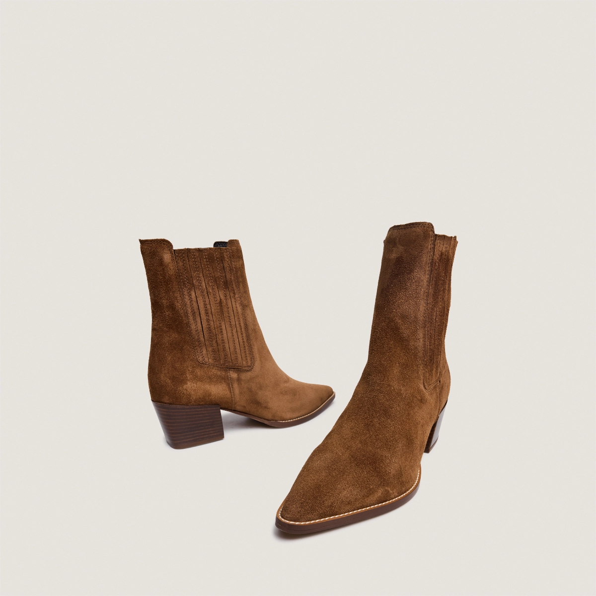 Bottines à bouts pointus en croûte cognac | PRADO | Jonak