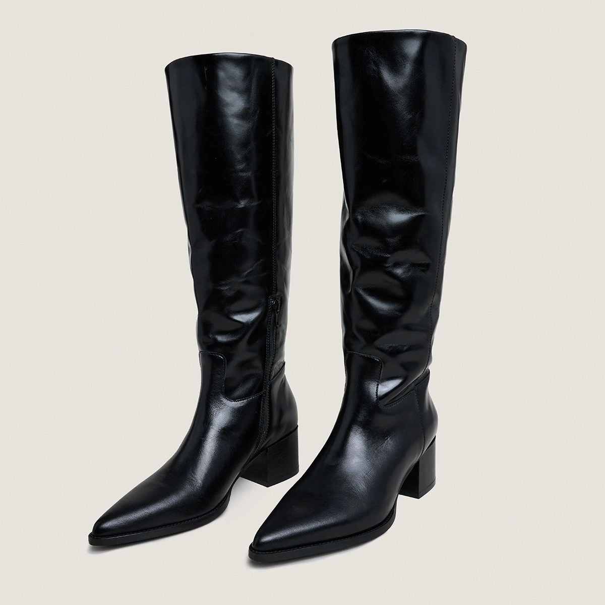 Bottes à bouts pointus en cuir noir | PRIERE | Jonak