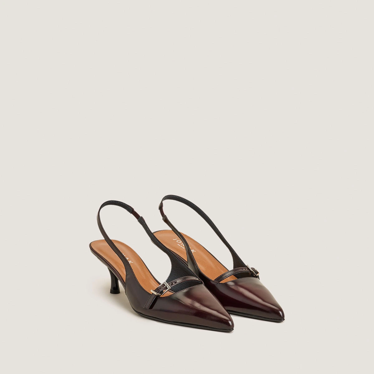 Escarpins à bouts pointus en cuir glacé bordeaux | DAMOISELLE | Jonak