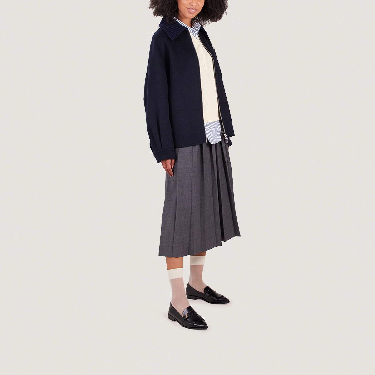Mocassins à monogrammes et bouts pointus en cuir noir | ANONYME | Jonak