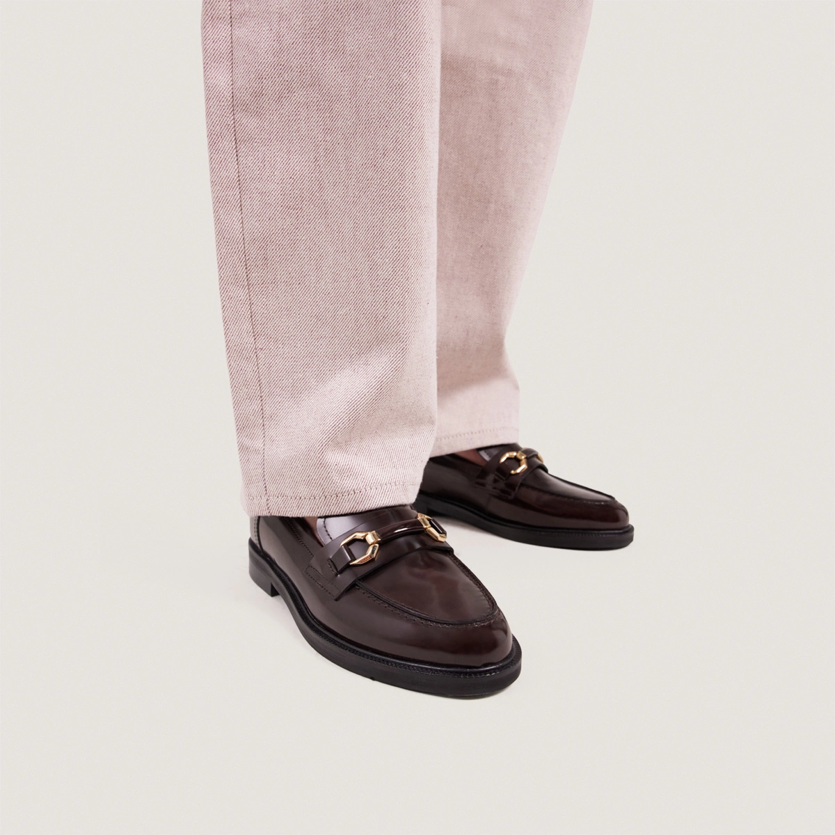 Mocassins à mors en cuir patiné marron | DROP | Jonak