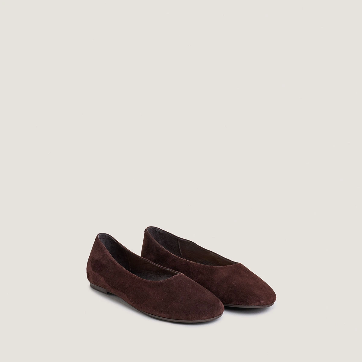 Ballerines à bouts arrondis en velours marron | DERLINE | Jonak