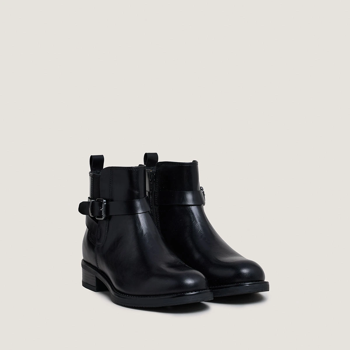 Boots à boucles en cuir noir | ABSTRAIT | Jonak