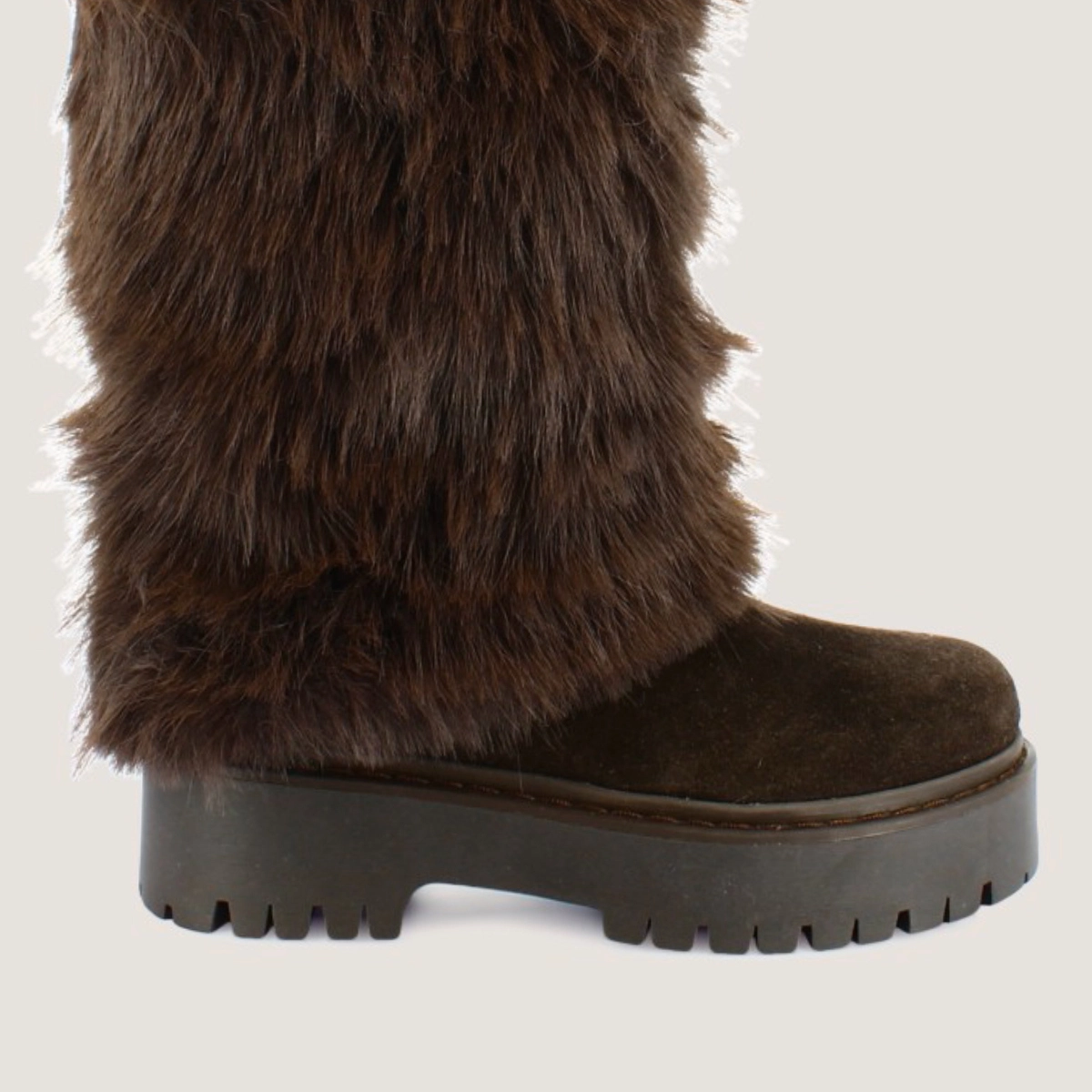 Bottes à poils en croute et fluffy marron foncé | RUSSEL | Jonak