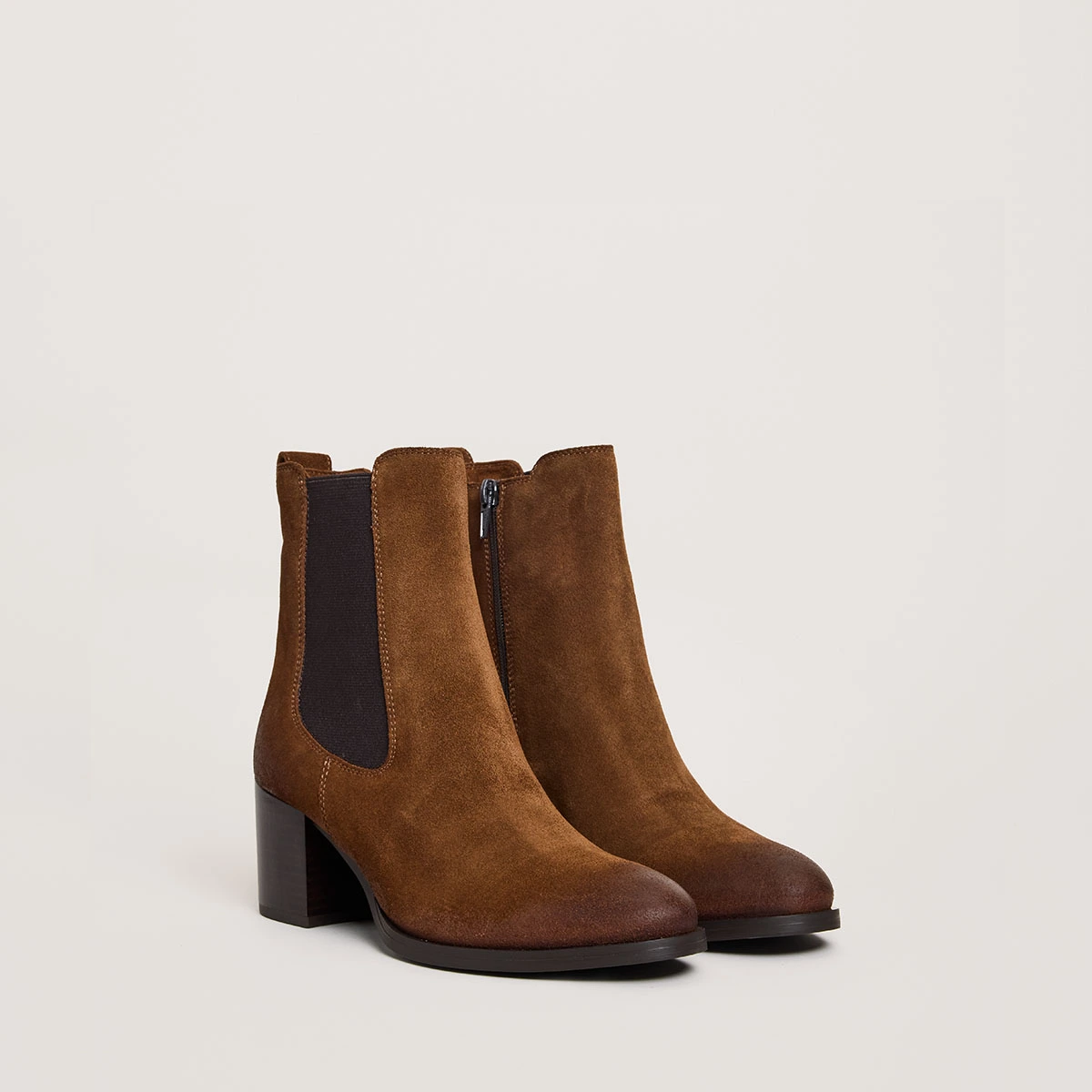 Bottines &agrave; &eacute;lastiques en croute cognac | CLEMIE | Jonak