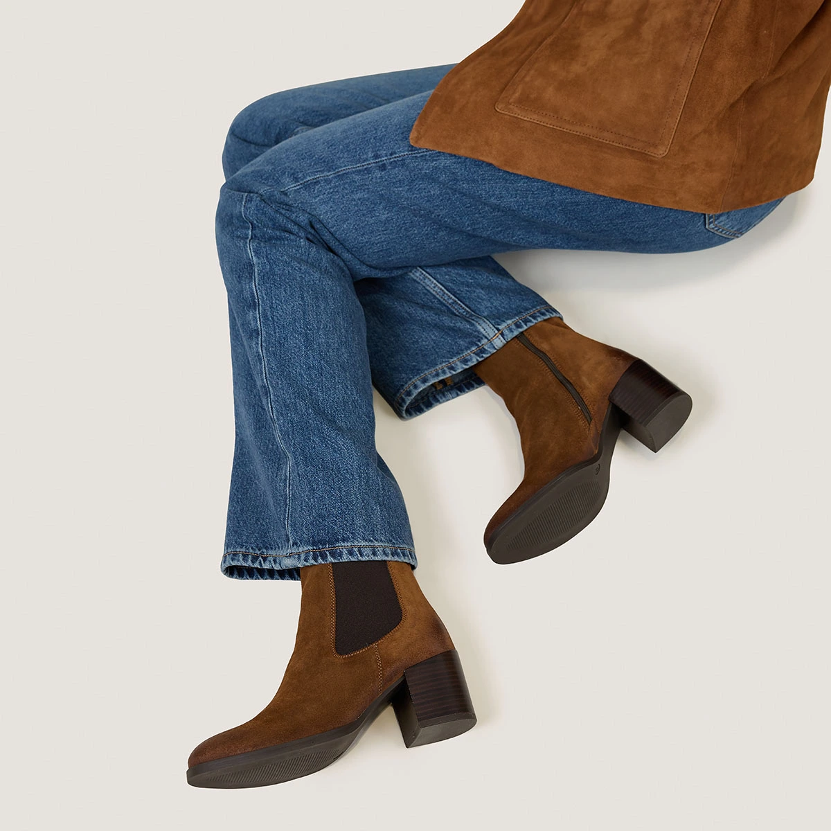 Bottines &agrave; &eacute;lastiques en croute cognac | CLEMIE | Jonak