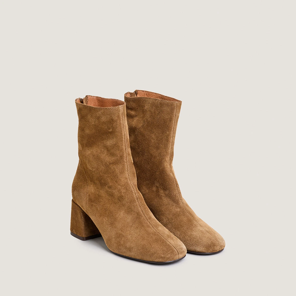 Bottines à fermetures arrières ouvertes en croûte tabac | DENONIE | Jonak