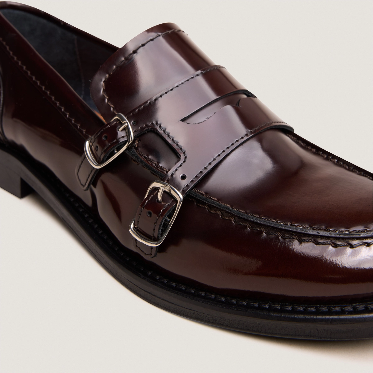 Mocassins &agrave; boucles en cuir patin&eacute; marron | DENORA | Jonak