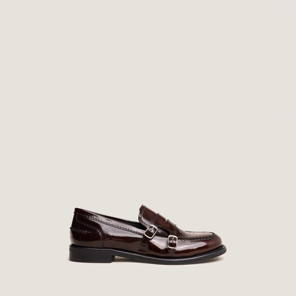Mocassins &agrave; boucles en cuir patin&eacute; marron | DENORA | Jonak