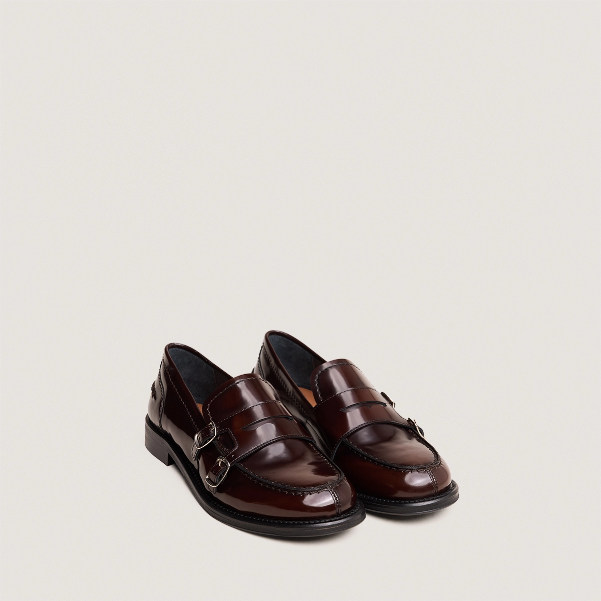 Mocassins &agrave; boucles en cuir patin&eacute; marron | DENORA | Jonak
