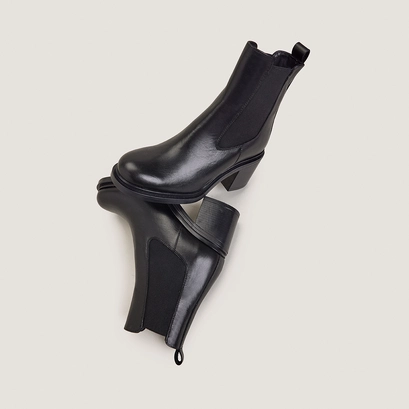 Boots &agrave; hauts talons en cuir noir | MAYA | Jonak