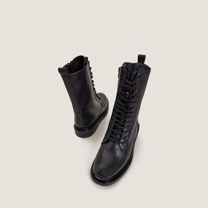 Boots &agrave; lacets en cuir noir | MATHIAS | Jonak