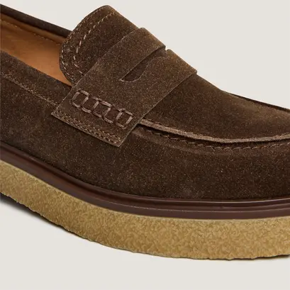 Mocassins &agrave; bouts ronds en croute marron fonc&eacute; | MARION | Jonak