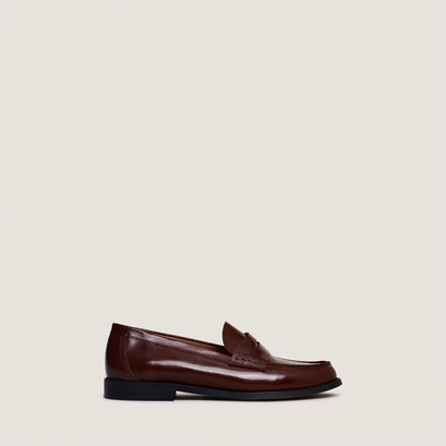Mocassins &agrave; plateau pinc&eacute; en cuir glac&eacute; marron | AUDELYA | Jonak