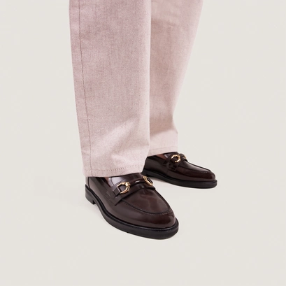 Mocassins &agrave; mors en cuir patin&eacute; marron | DROP | Jonak