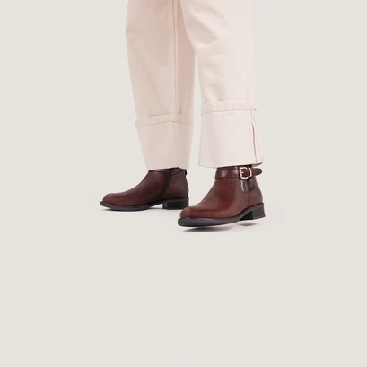 Boots à boucles cognac