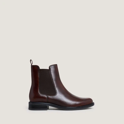 Boots à élastiques et bouts ronds. en cuir patiné cognac | AUDRY | Jonak