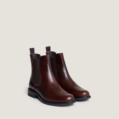 Boots à élastiques et bouts ronds. en cuir patiné cognac | AUDRY | Jonak