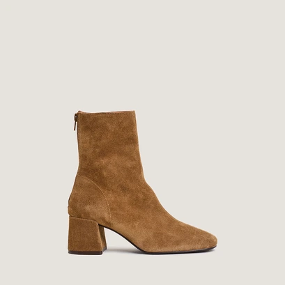 Bottines à fermetures arrières ouvertes en croûte tabac | DENONIE | Jonak