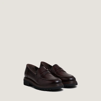 Mocassins &agrave; semelles crant&eacute;es en cuir patin&eacute; rouge | ARLO | Jonak