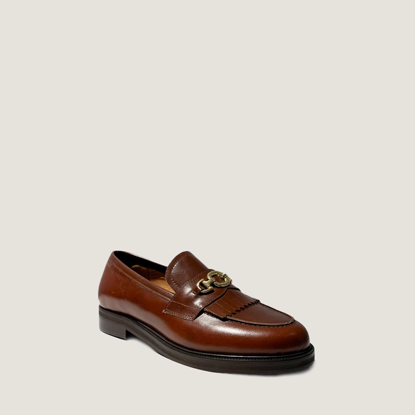 Mocassins à boucles dorées en cuir patiné cognac | DELPHES | Jonak