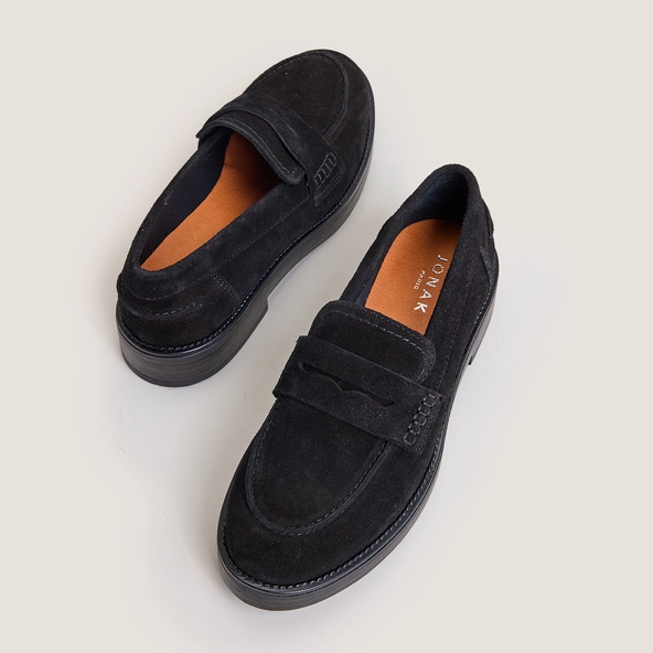 Mocassins à bouts ronds en croûte noire | MIRNA | Jonak