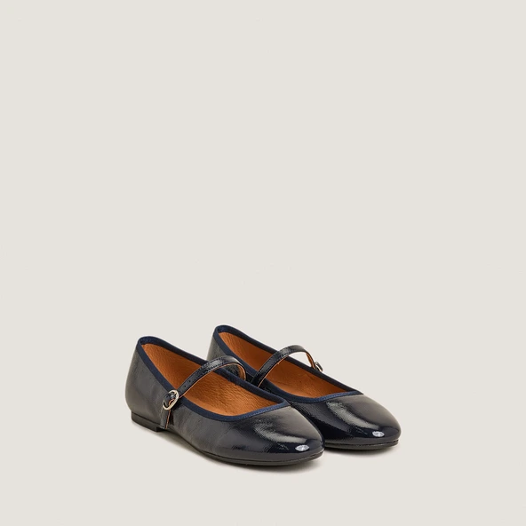 Ballerines à brides en vernis plissé marine | DOUCEUR | Jonak